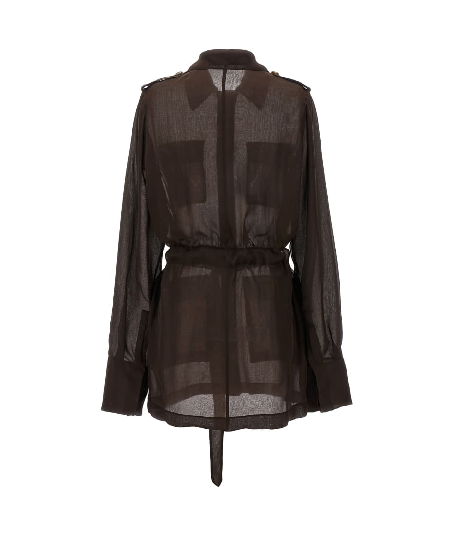 【送料&関税込】Saint Laurent Saharienne Dress In Silk Musli Saint Laurent Saharienne Dress In Silk Muslin | italist