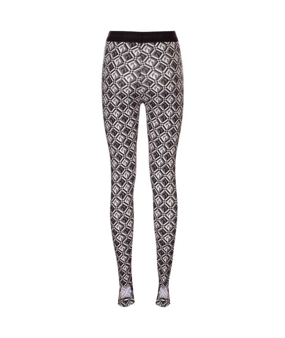 MARINE SERRE FUSEAUX LEGGINGS S 正規 Recycled Moon Jersey Stirrup Leggings • Marine Serre