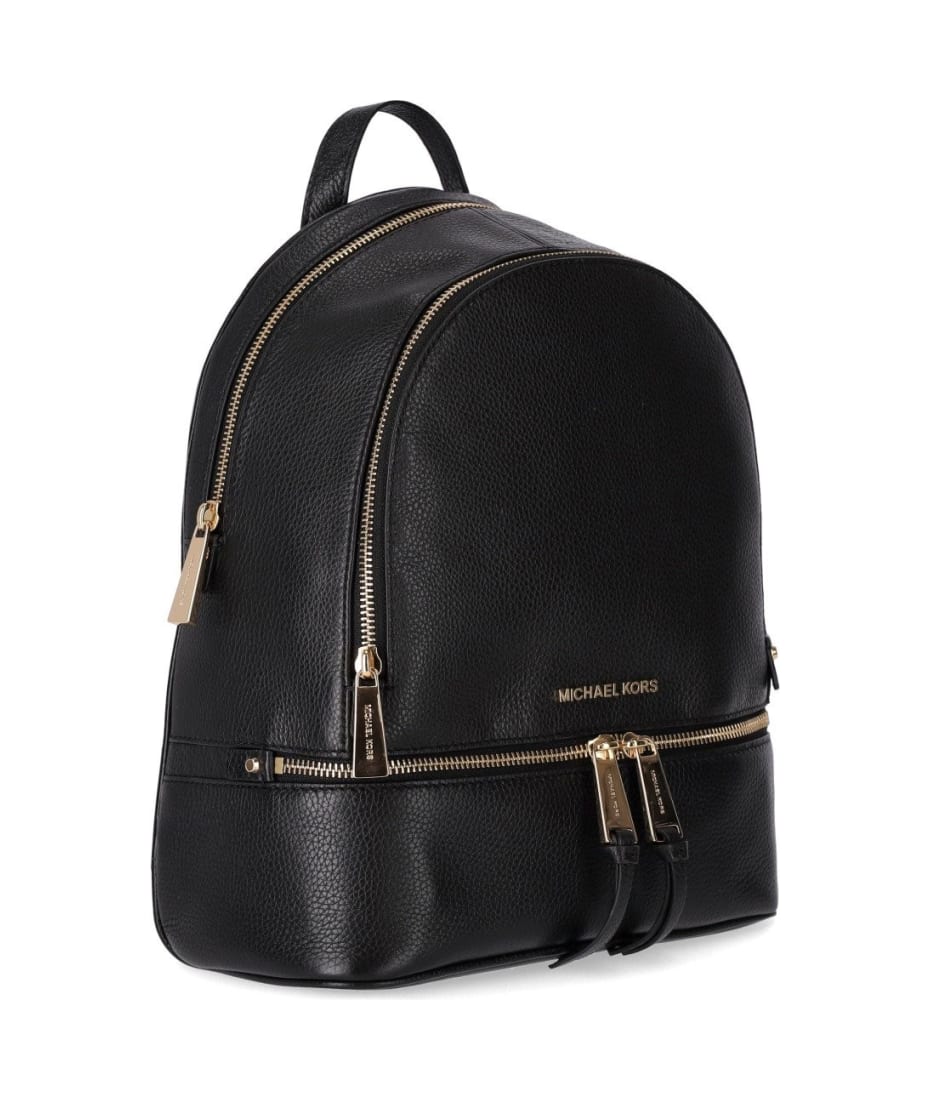 MICHAEL KORS RHEA ZIP BACKPACK IN HAMMERED LEATHER Woman Black