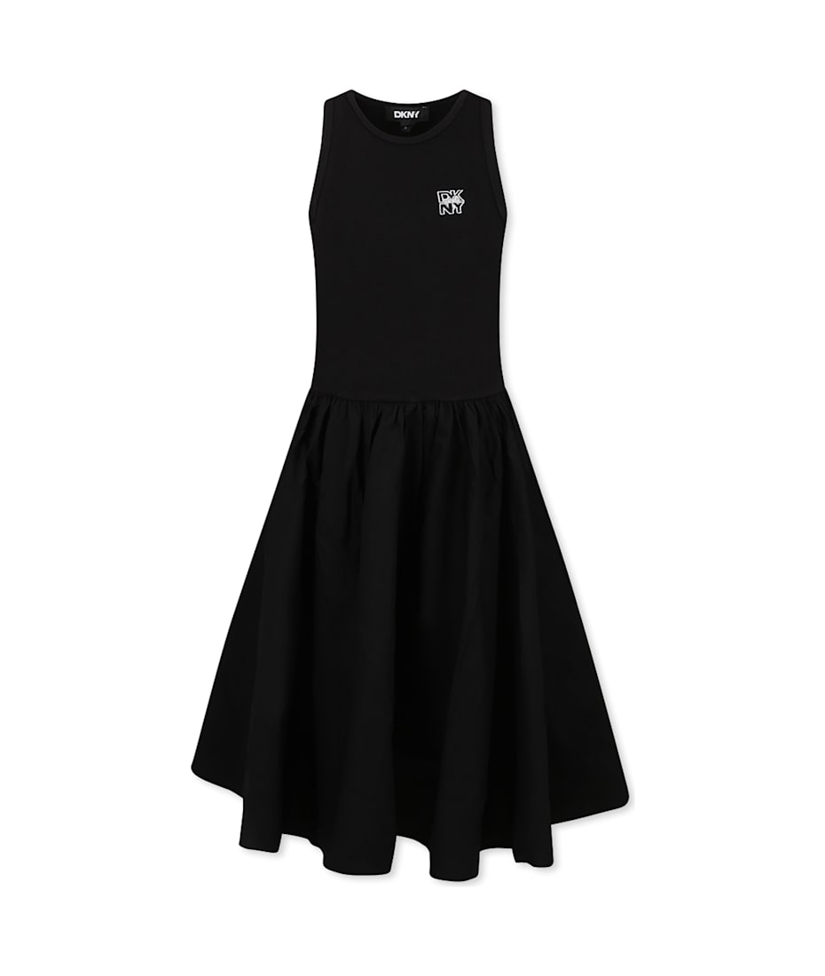 DKNY Black Dress For Girl With Logo | italist