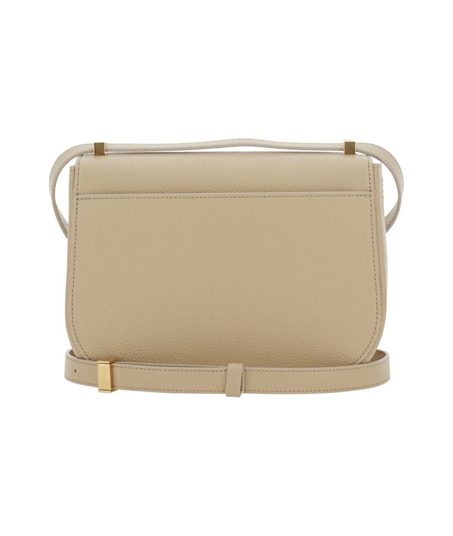 Ferragamo Beige Shoulder Bag With Metal Gancini Detail On