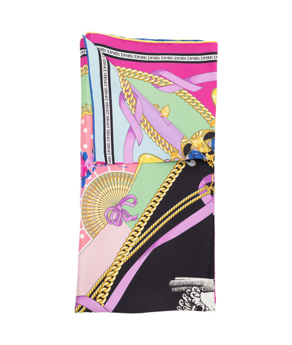 スカーフ VERSACE Woman Neck scarf Multicolor 78HA7H02ZG353 R50 Versace Woman's Multicolor Printed Silk Twill Scarf