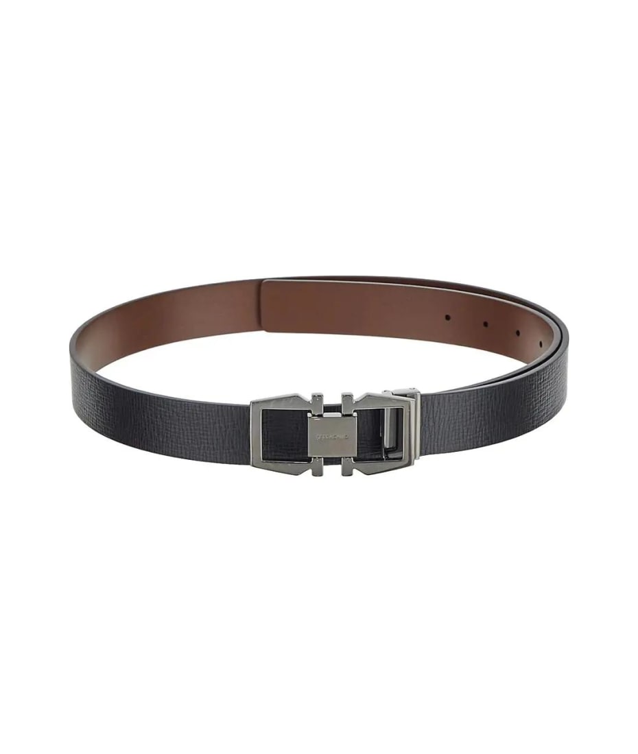 Ferragamo Cocoa Brown and Black Leather Belt