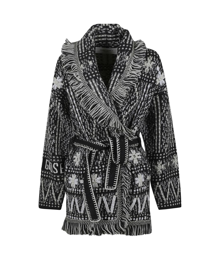 Golden Goose Journey W`s Belted Knit Cardigan Wool Blend Fair Isle 