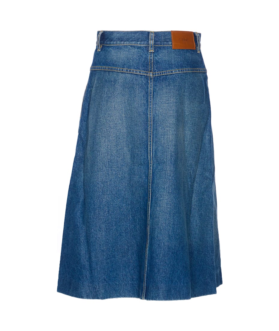 スカート CHLOE SKIRTS HAZY BLUE Chloé Knee Length Skirt In Denim | Chloé US