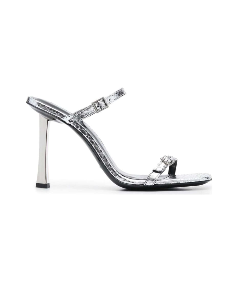 BY FAR Silver Flagstone Flick Sandals In Metallic Leather Woman