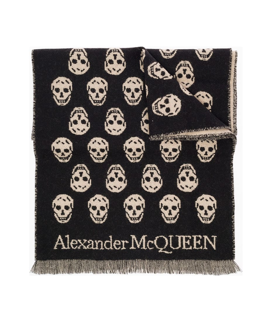 Alexander McQueen Logo-Print Skull-motif Scarf