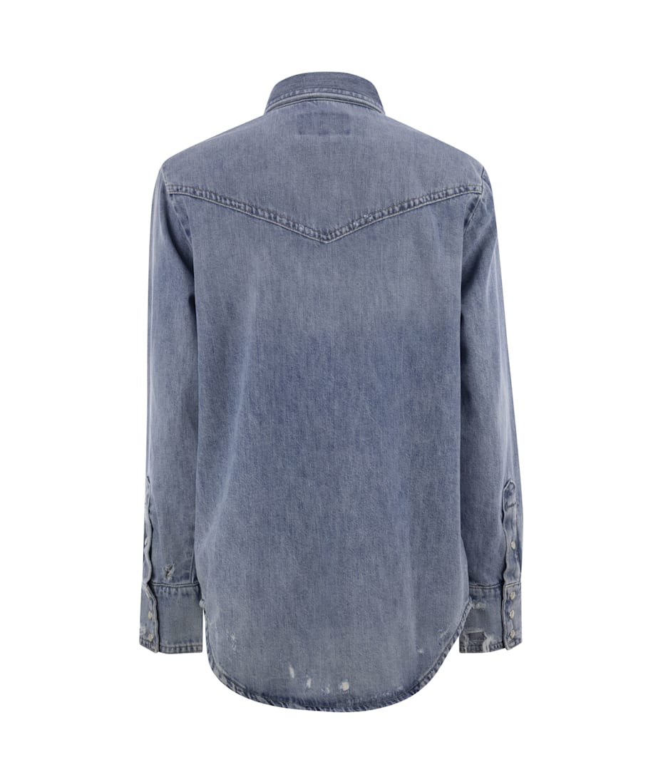 Tシャツ・カットソー Ralph Lauren Western shirt in irregular denim Polo Ralph Lauren Western Shirt In Irregular Denim | italist