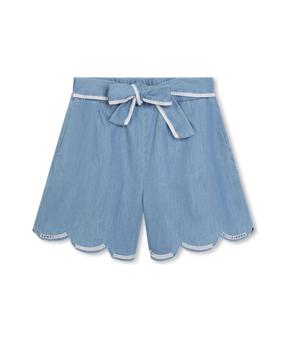 ショートパンツ CHLOE Women Shorts  Burmudas CH25SDS02158 476 BLUE CHLOE - Patchwork denim bermuda shorts | Leam Roma - Luxury