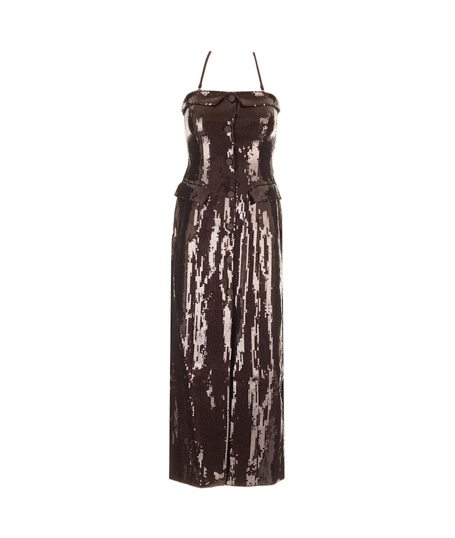 関税込【Rotate】Sequined midi dress Sequined midi dress in brown - Rotate | Mytheresa