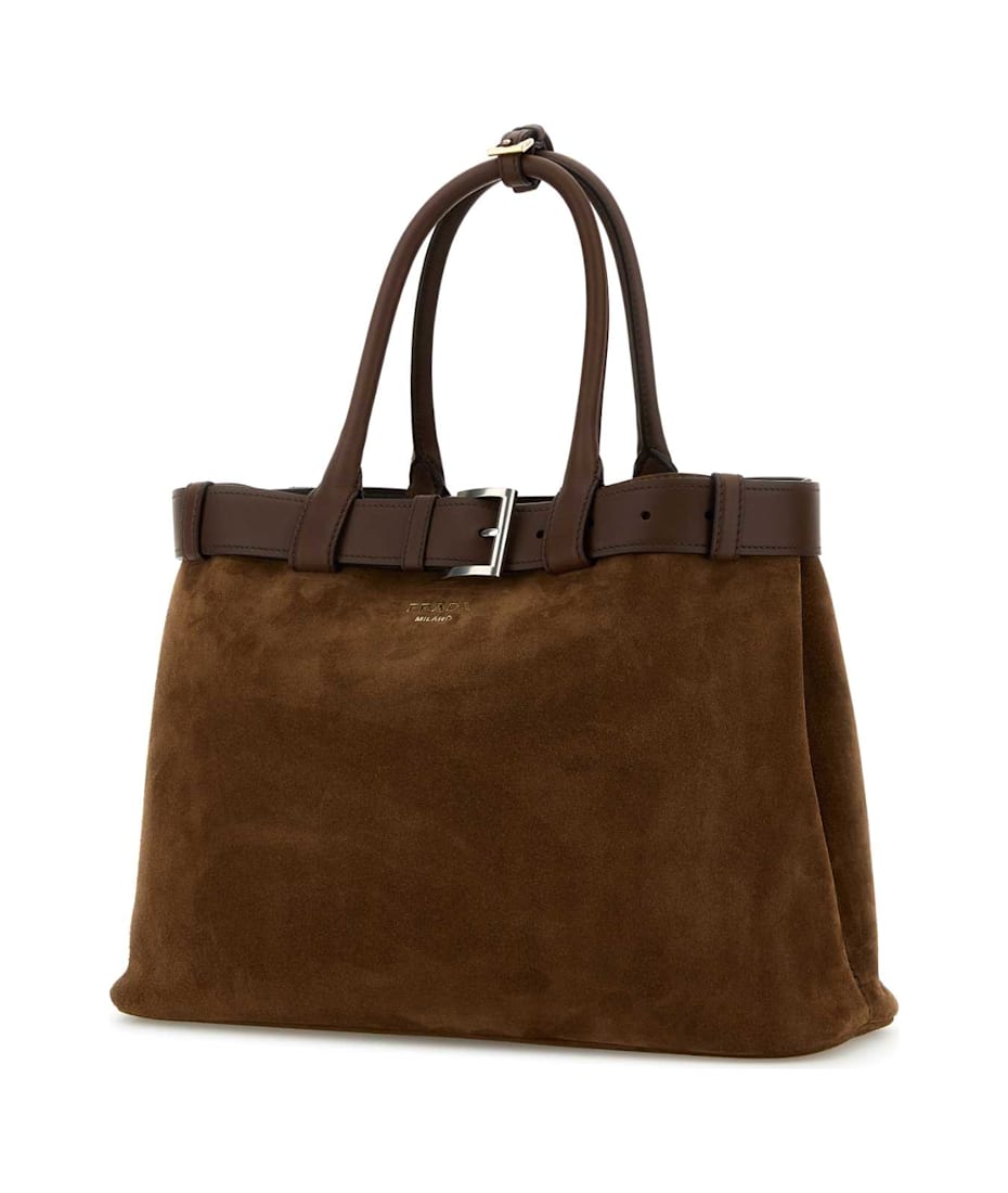 ハンドバッグ Prada Brown Suede Prada Buckle Medium Handbag Brown Suede Prada Buckle Large Handbag | italist
