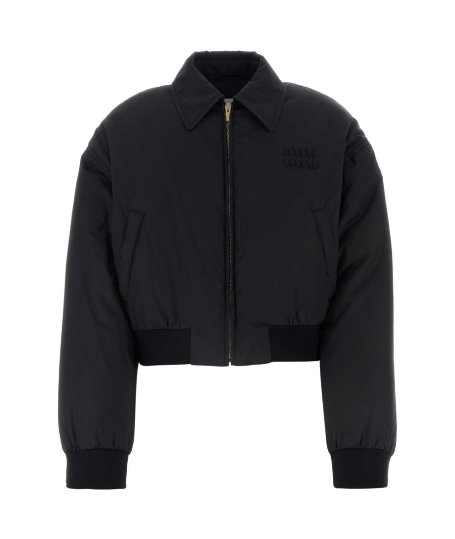 【送料&関税込】Miu Miu Black Cotton Down Jacket Miu Miu Black Cotton Down Jacket | italist