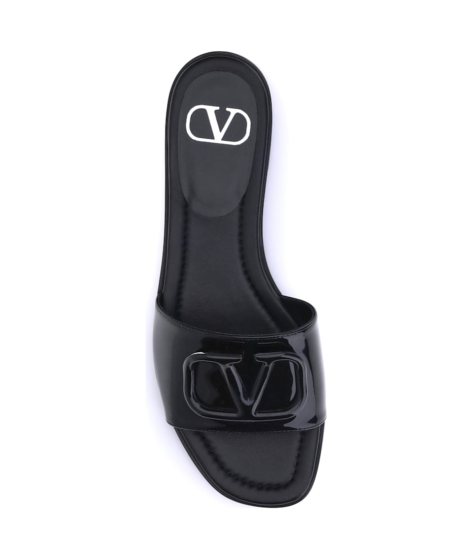 Patent Leathe Vlogo Slide Sandals