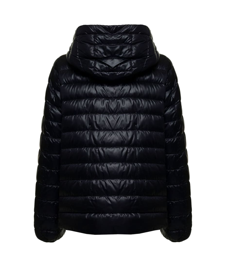 Herno Black Quilted Nylon Down Jacket With Foulard | italist