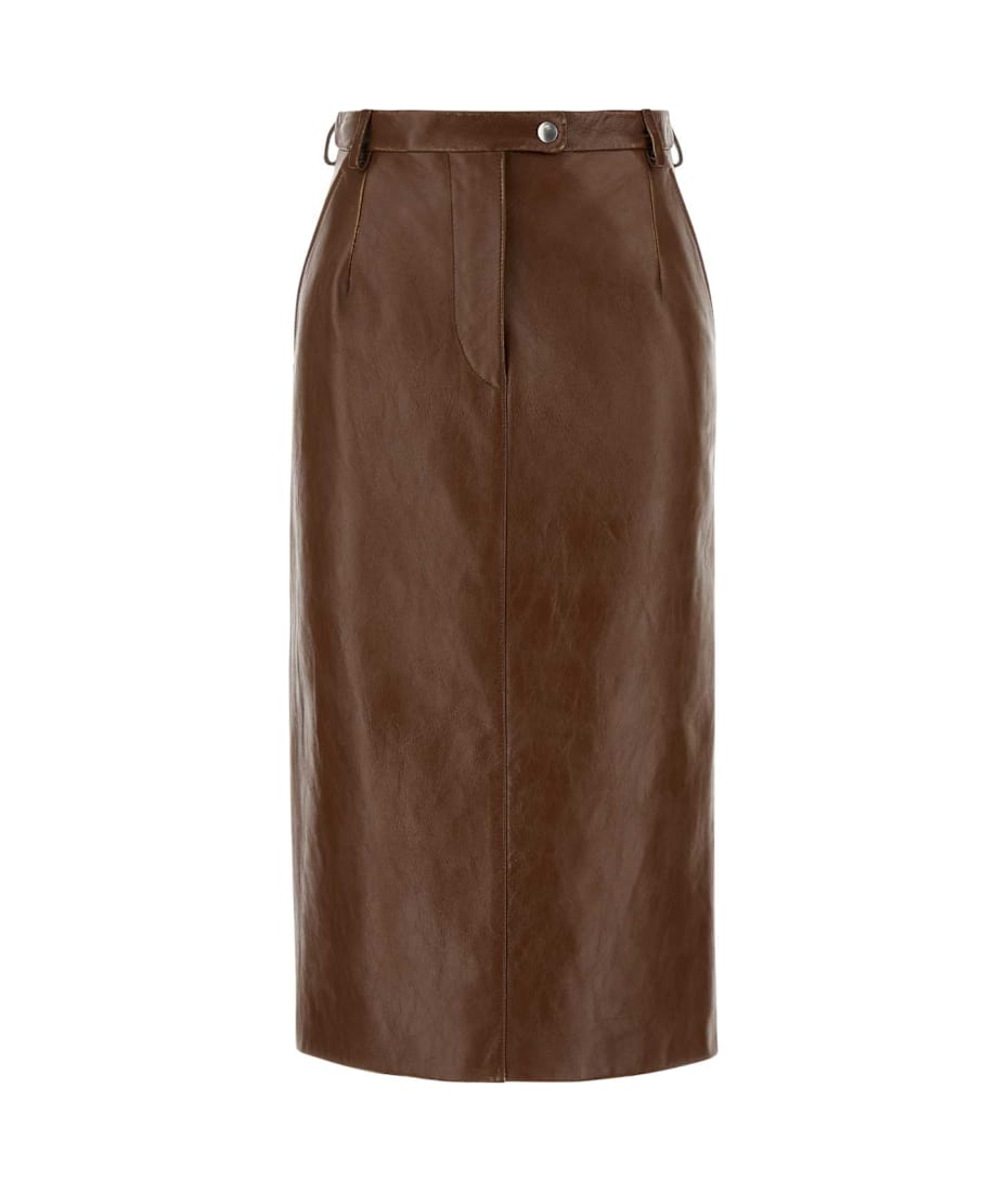 スカート PRADA Leather Skirt IT40 Prada Brown Leather Skirt | italist