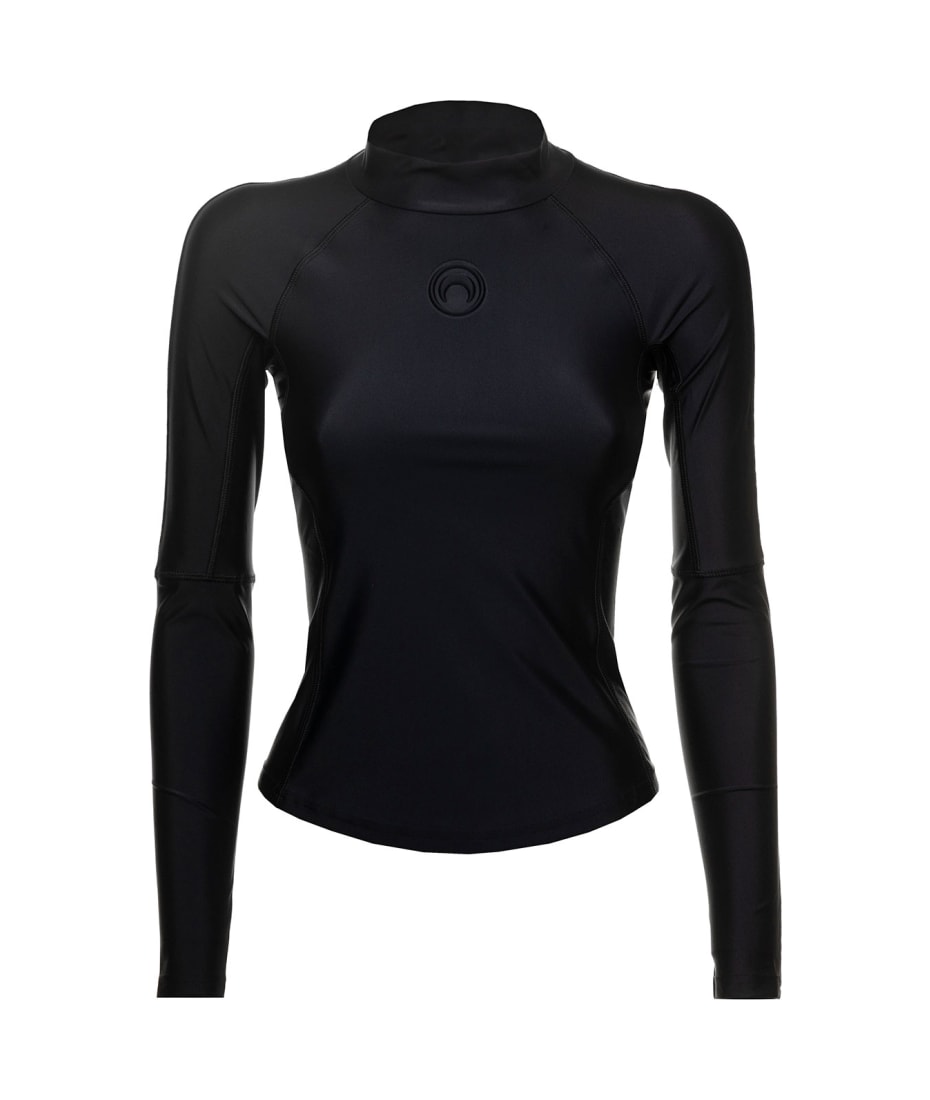 Marine Serre 'second Skin' Black Training Top With Tonal Logo