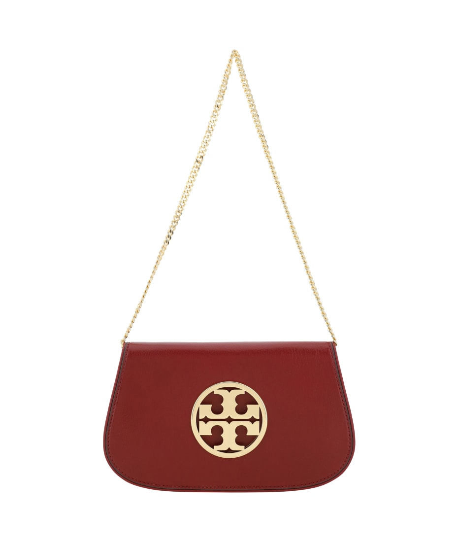 Reva Small Leather Shoulder Bag in Red - Tory Burch