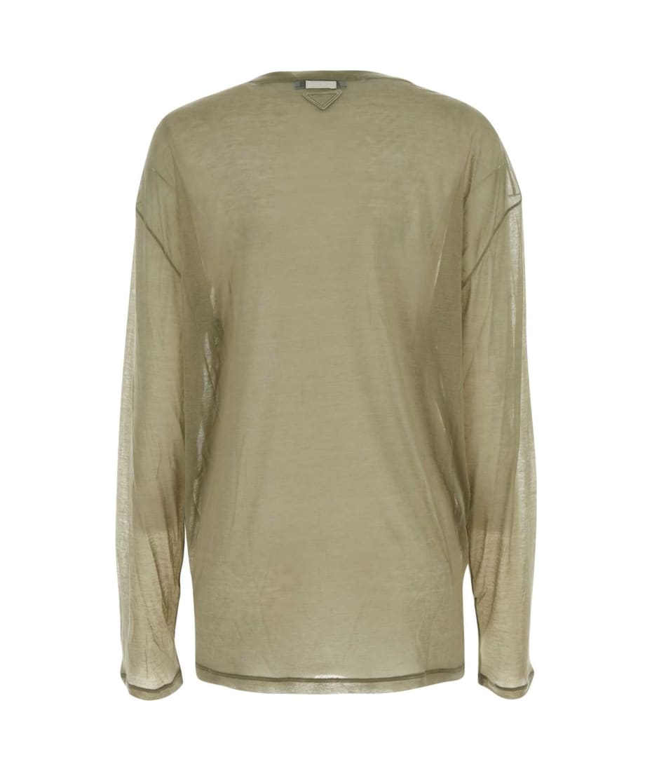 Tシャツ・カットソー PRADA KHAKI LYOCELL BLEND OVERSIZE T-SHIRT Prada Khaki Lyocell Blend Oversize T-shirt | italist, ALWAYS