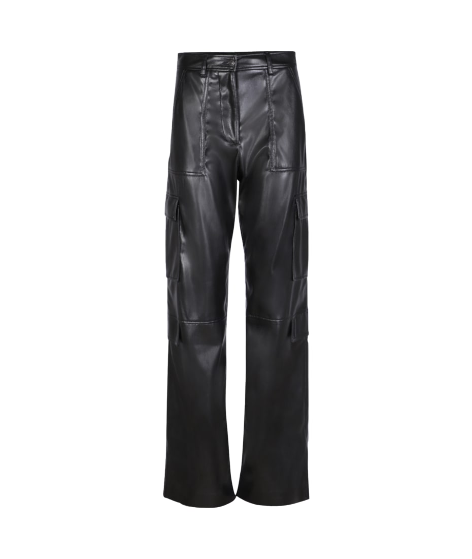 パンツ MSGM CARGO PANTS IN SOFT ECO LEATHER FABRIC MSGM Soft Eco Leather Black Cargo Trousers | italist, ALWAYS