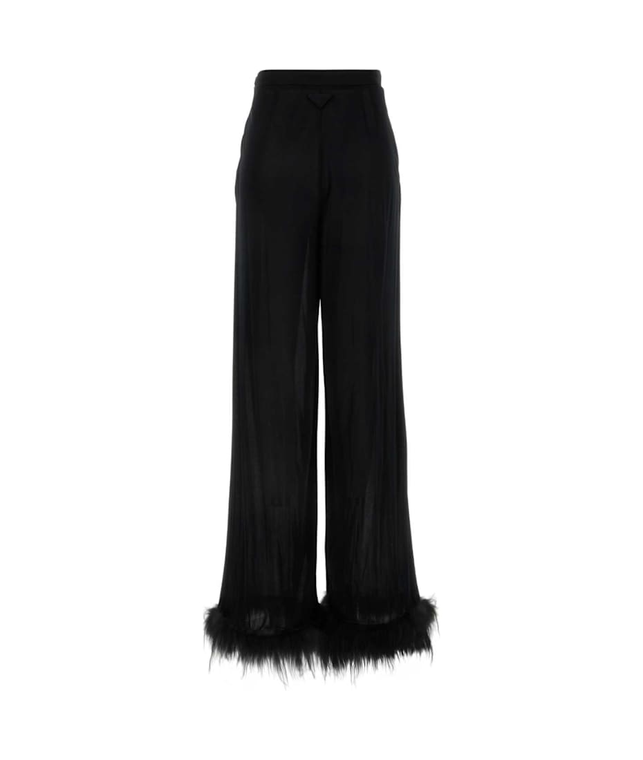 【送料&関税込】Prada Black Satin Wide-leg Pant Prada Black Satin Wide-leg Pant | italist