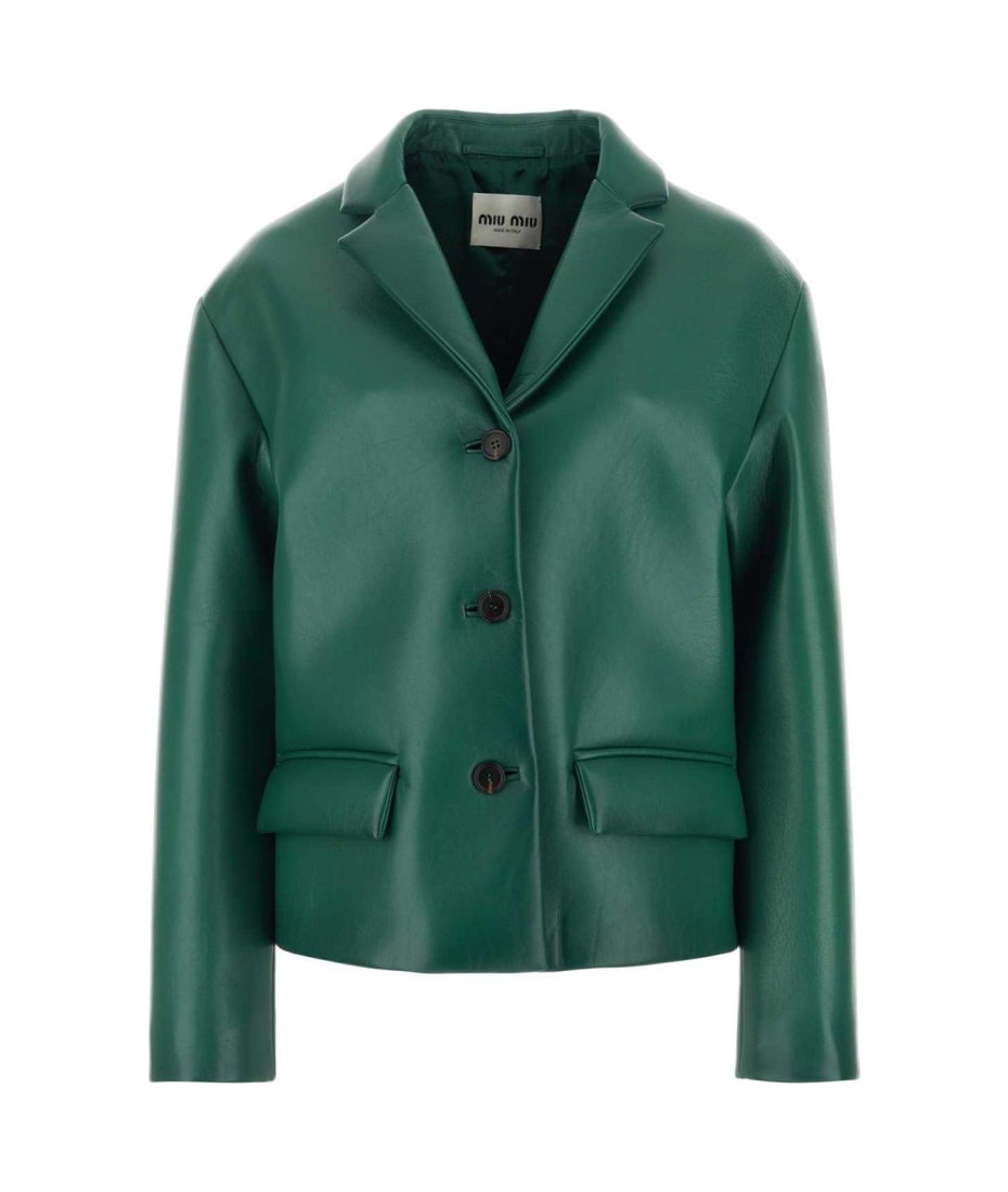 Miu Miu Single-breasted Leather Jacket | italist