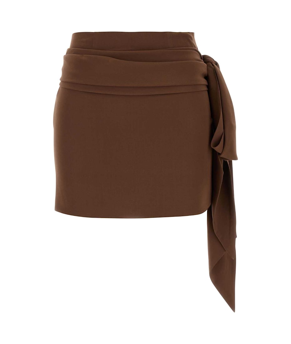 【送料&関税込】Prada Brown Crepe Mini Skirt Prada Brown Crepe Mini Skirt | italist