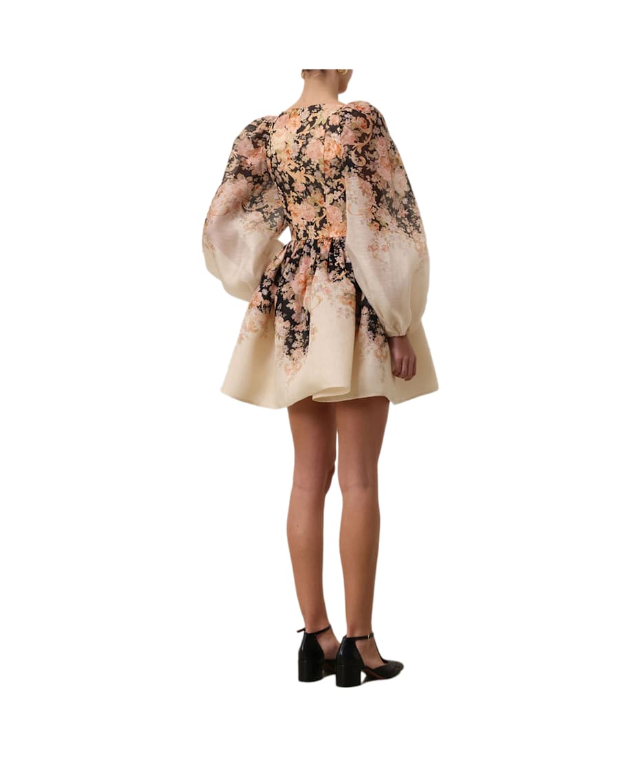 ZIMMERMANN ジマーマン ワンピース Linen midi dress992410 Zimmermann】LYRICAL RUCHED MIDI DRESS フローラル ミディ