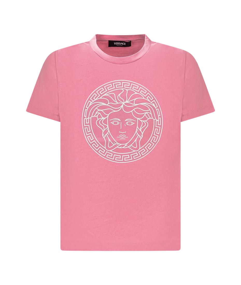 Young Versace T-shirt With Logo - TUTU PINK-BIANCO