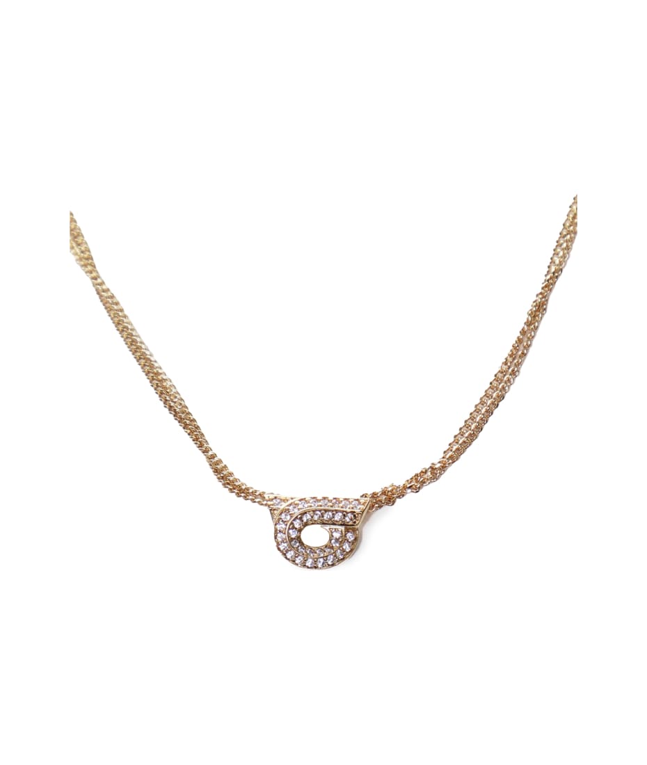 【送料&関税込】Ferragamo Gancini PavA¨ Necklace Ferragamo Gancini Pavè Necklace | italist