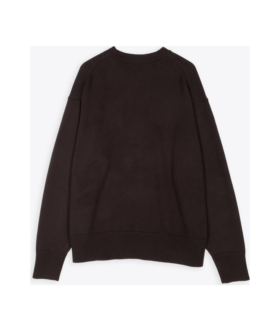 Studio Nicholson 5gg Oversize Crew Neck Dark brown wool crewneck