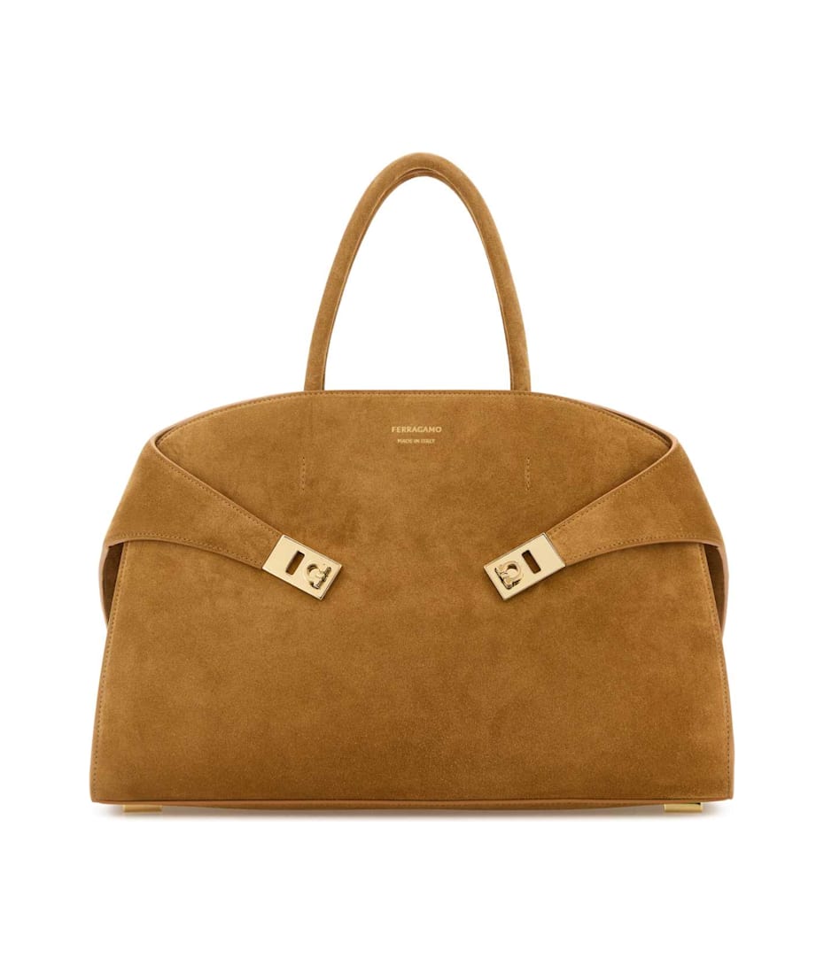ハンドバッグ SALVATORE FERRAGAMO CAMEL SUEDE MEDIUM HANDBAG Salvatore Ferragamo Camel Suede Small Kelly Top Handle Bag