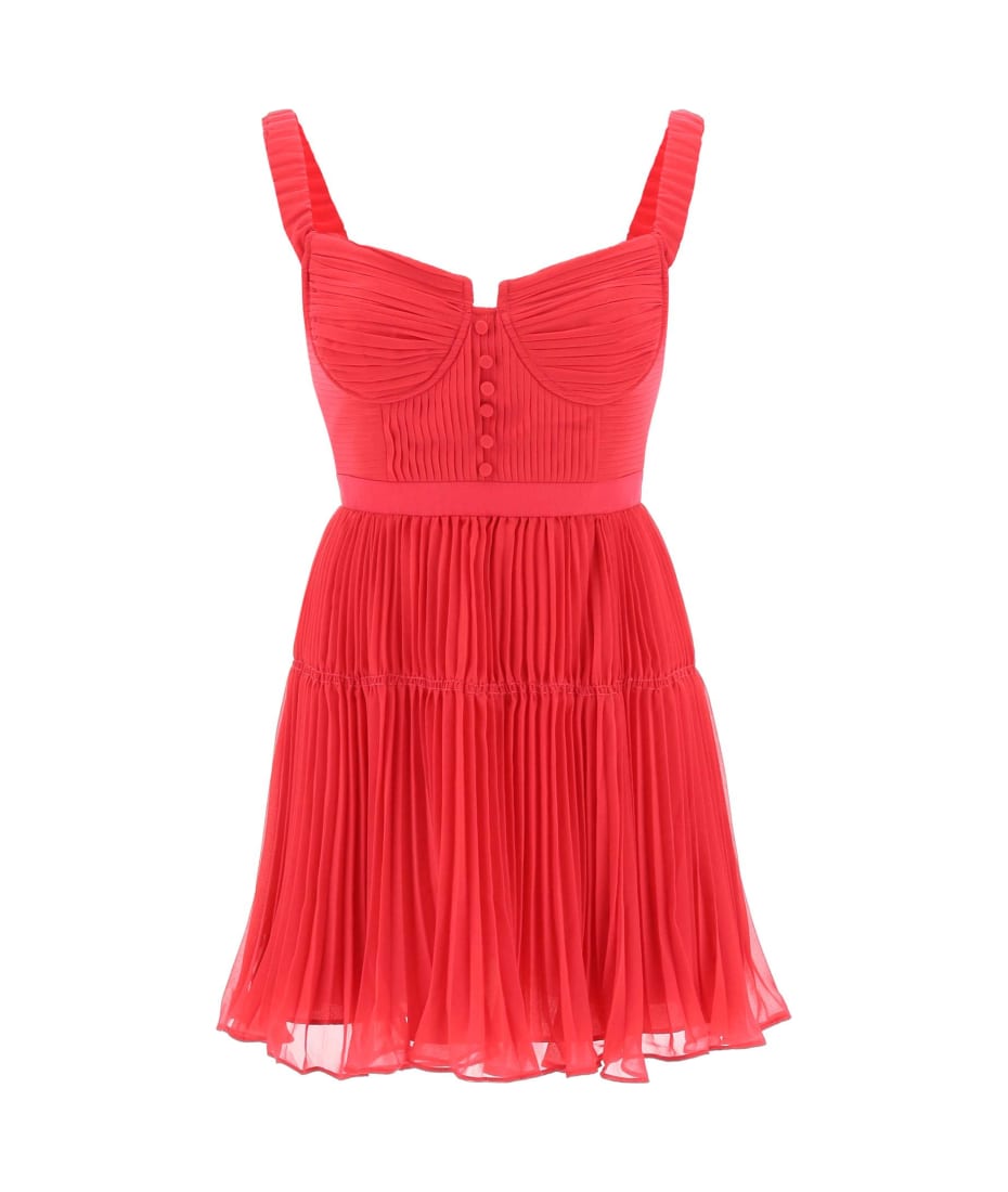 self-portrait Pleated Chiffon Mini Dress | italist