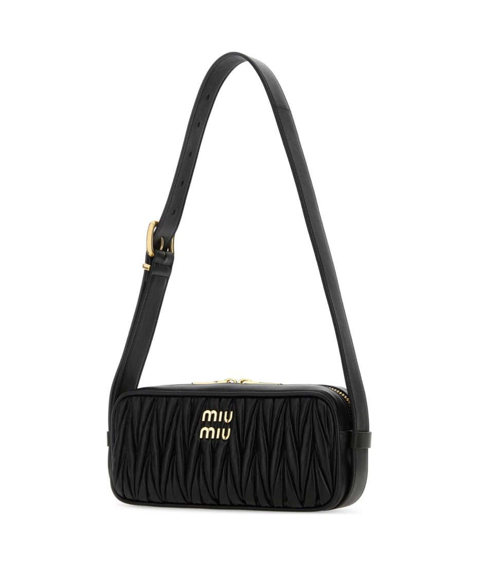 ショルダーバッグ・ポシェット MIUMIU BLACK NAPPA LEATHER AVENUE SHOULDER BAG Miu Miu Black Nappa Leather Pocket Shoulder Bag ○ Labellov
