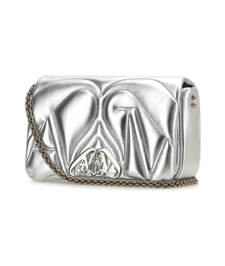 Alexander McQueen Silver Leather Small Seal Shoulder Bag - LIGHTSILVER