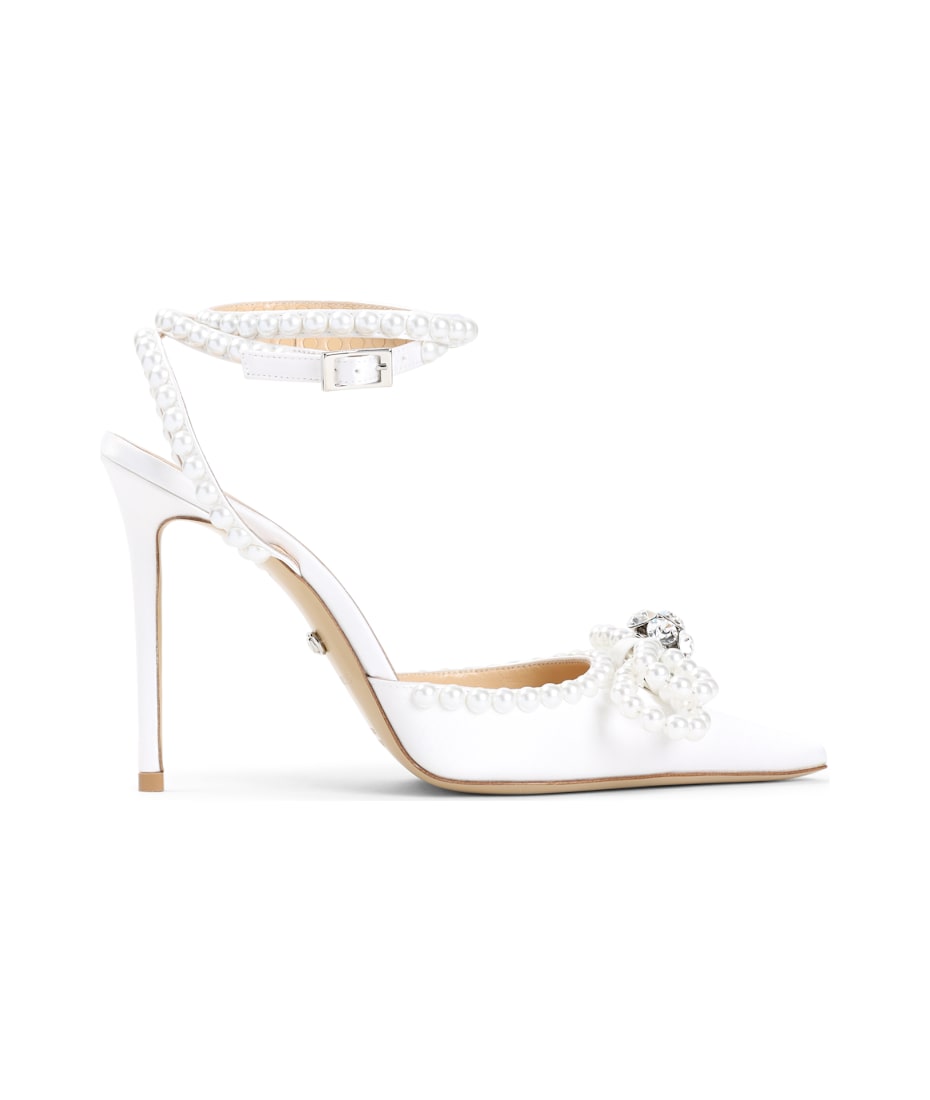 パンプス MACH & MACH White satin pumps (PF23S0230CRP01195 WHITE) Double Bow - Women's White Satin Pumps with Tapered Toe
