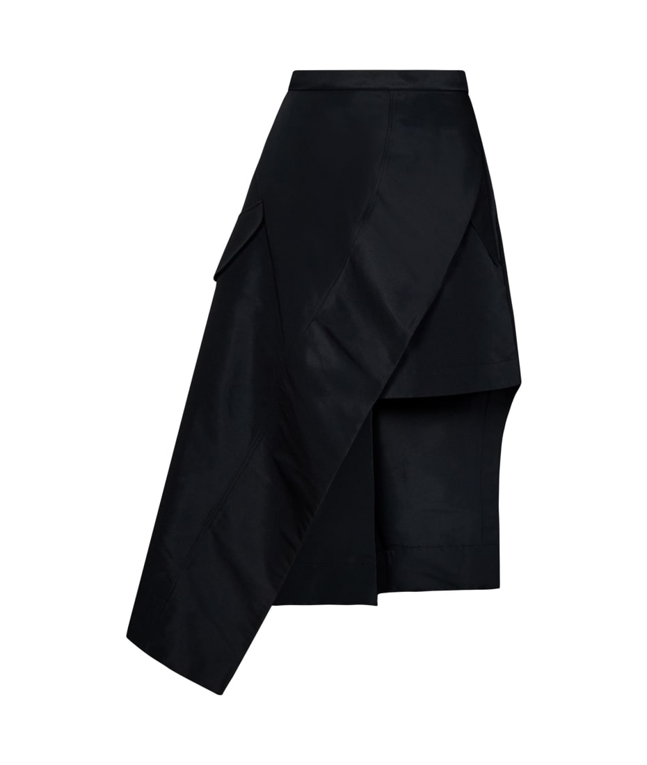 Alexander McQueen Black Asymmetrical Wrap Skirt | italist