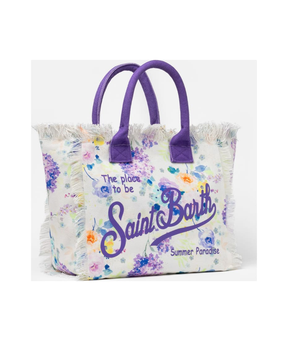 MC2 Saint Barth Water Color Flower Cotton Canvas Vanity Tote