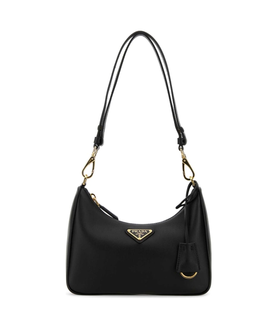 Black Leather Mini Prada Re-edition Shoulder Bag | italist