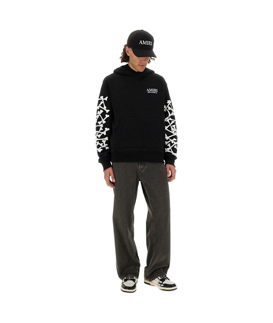 パーカー・フーディ AMIRI FW25 STACKED BONES PRINT HOODIE (AMJYHD1051 BLACK) AMIRI Men's Stacked Bones Hoodie in Black Amiri