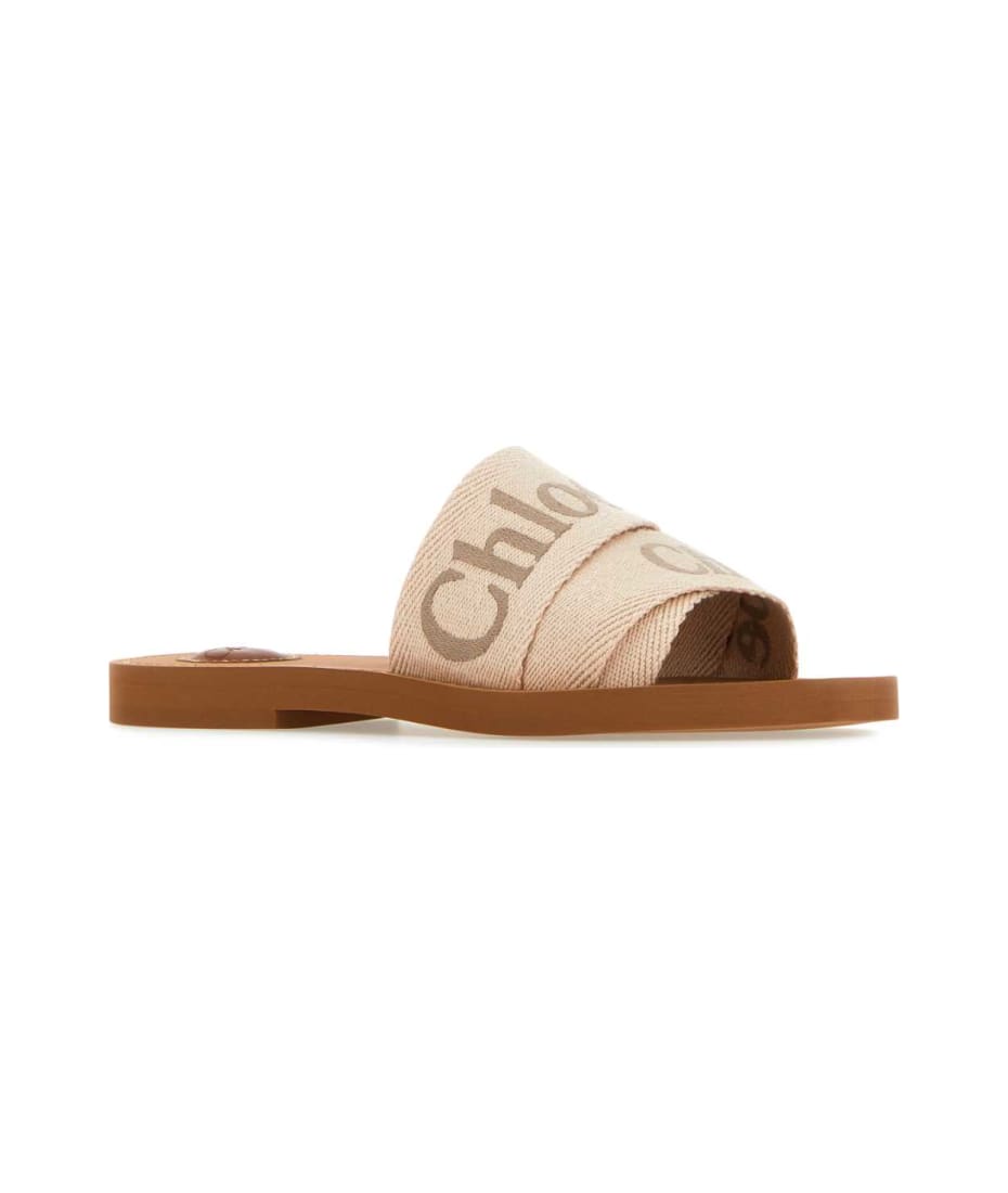 ロングブーツ CHLOE Beige Linen Woody Slippers Chloé Beige Linen Woody Slippers | italist