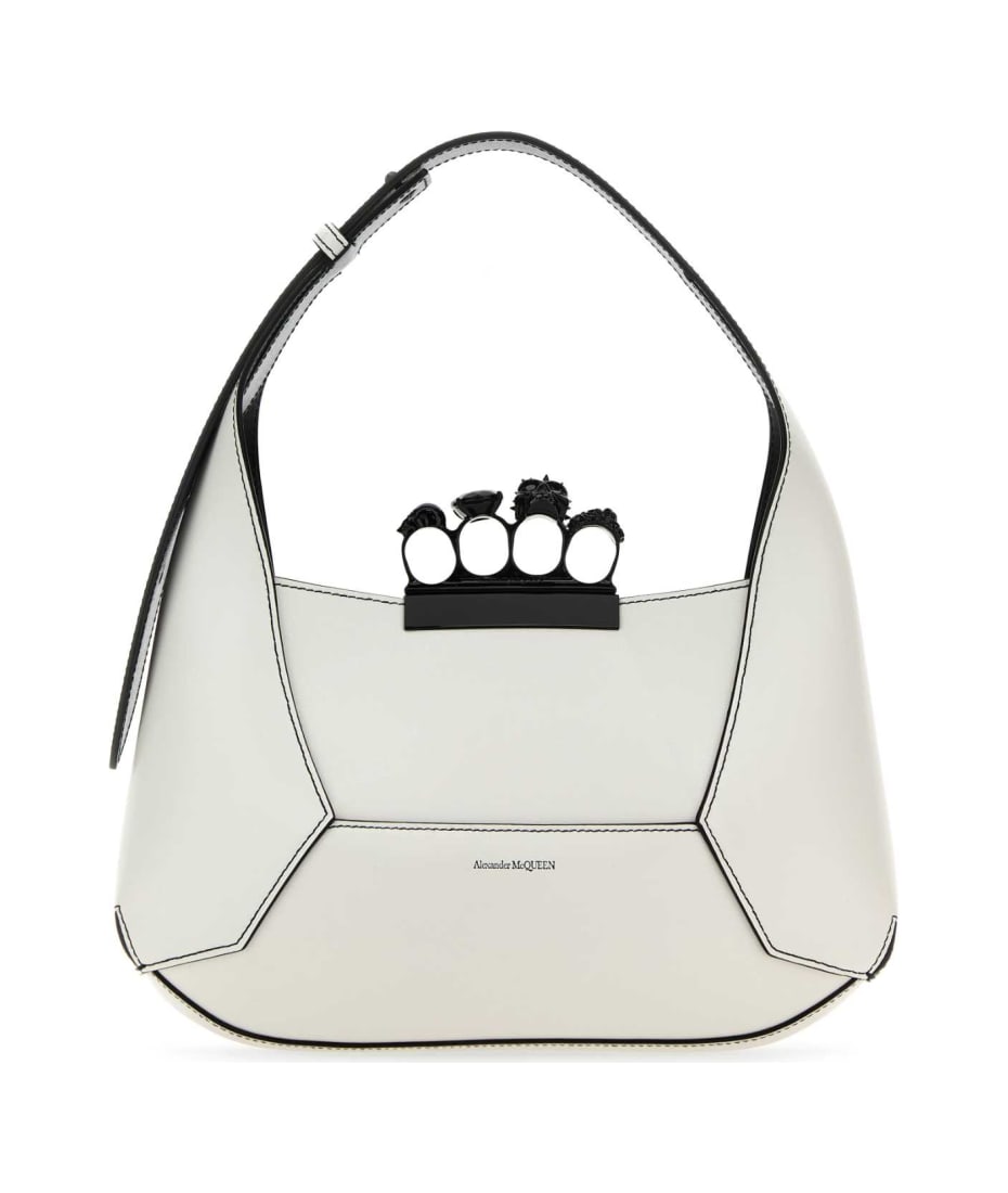 ハンドバッグ ALEXANDER MCQUEEN WHITE LEATHER JEWELLED HOBO HANDBAG Alexander McQueen White Leather Jewelled Hobo Handbag