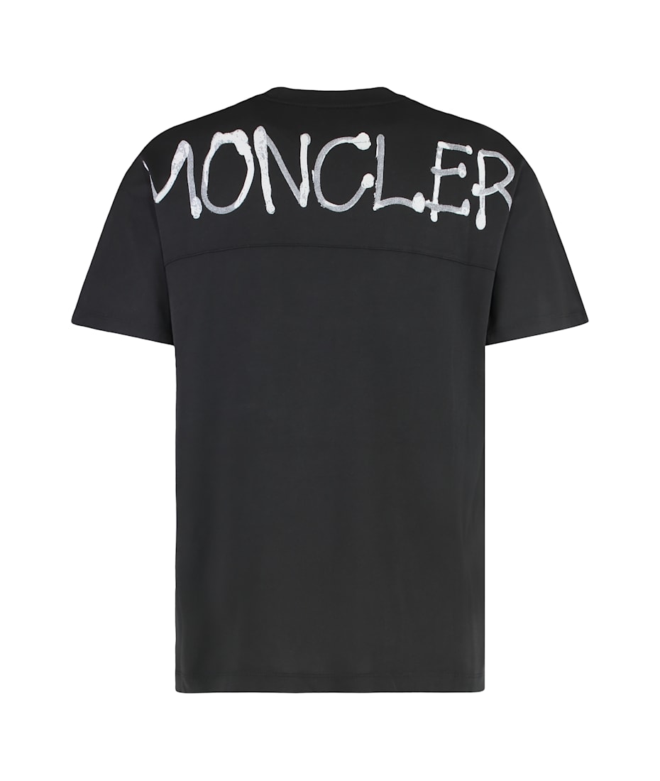 美品【 MONCLER 】モンクレール　異素材ロゴ文字シャツ Moncler Logo Cotton T-shirt | italist