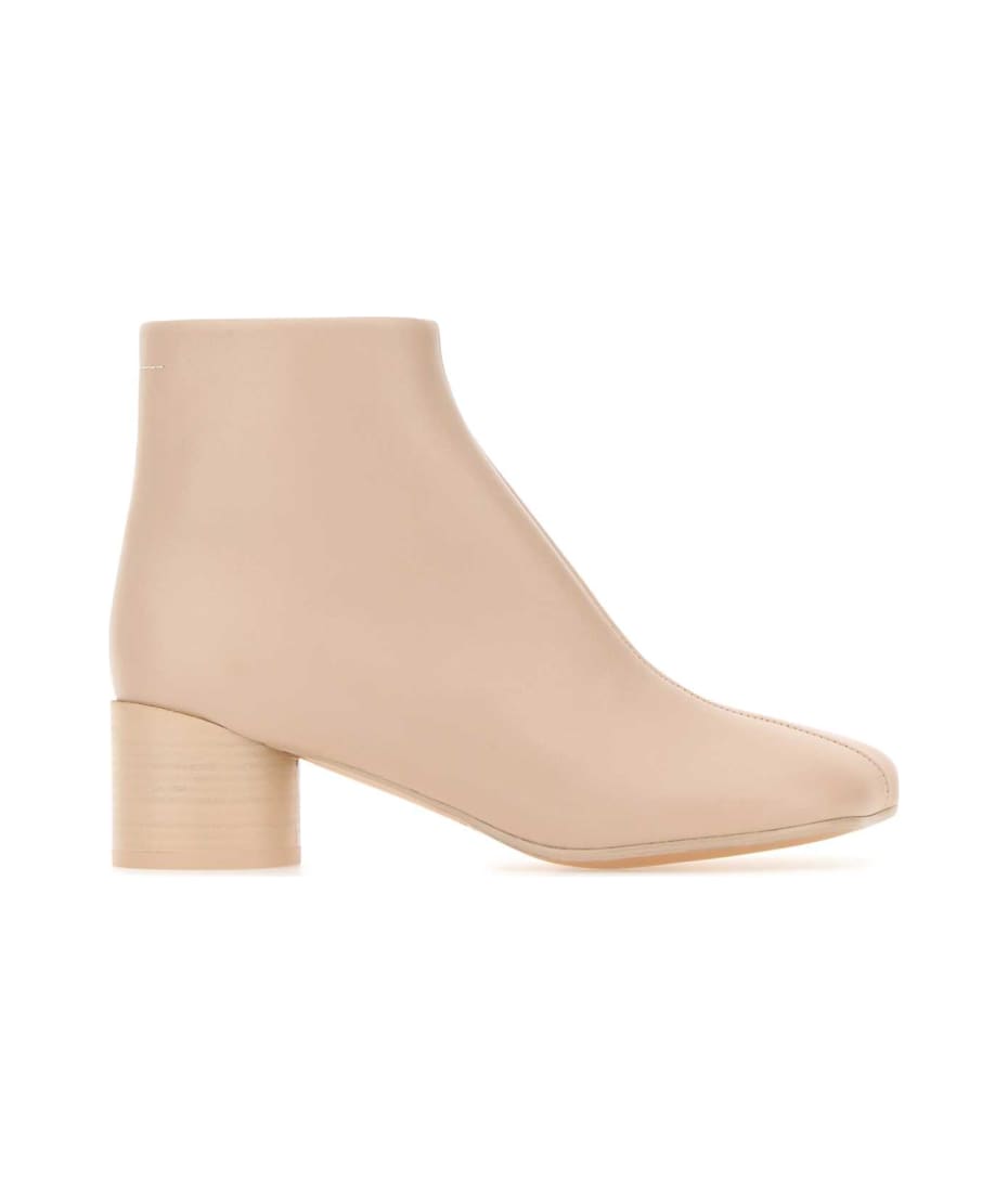 MM6 Maison Margiela Ligth Pink Leather Ankle Boots Women