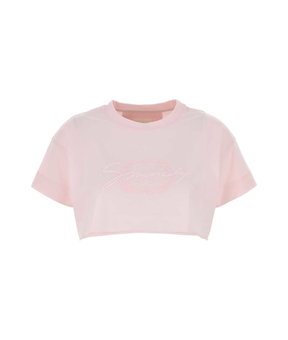 【GIVENCHY】4G cotton-blend crop top Givenchy 4G Cropped T-Shirt in Sky Blue | FWRD
