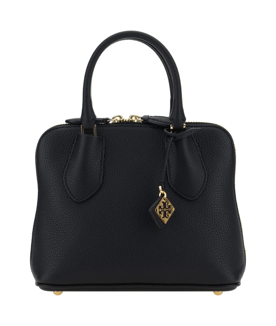 トートバッグ TORY BURCH Black Leather Mini Swing Handbag Tory Burch Mini Swing Leather Satchel | Black | FARFETCH