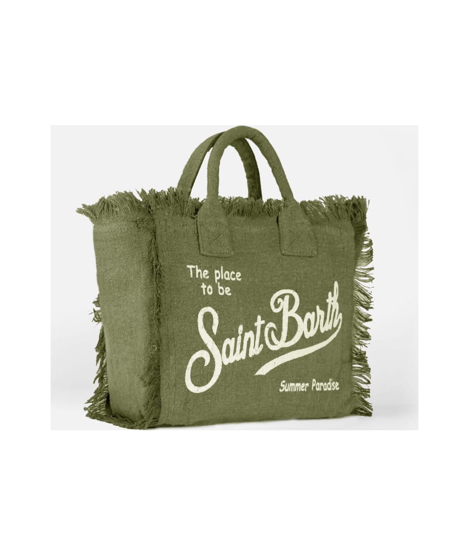 MC2 Saint Barth Military Green Colette Linen Handbag With