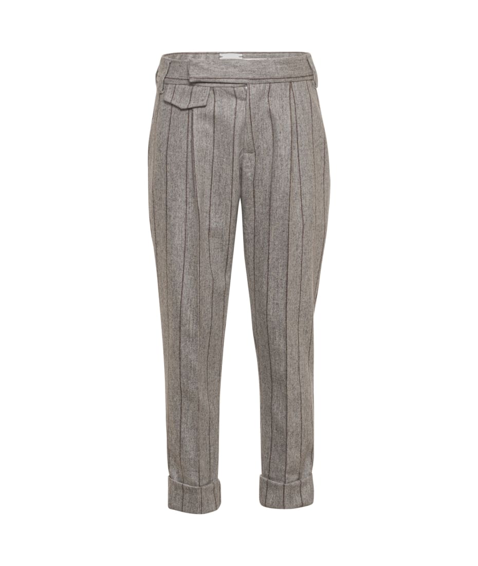 Eleventy Kids tapered pinstripe trousers - Grey