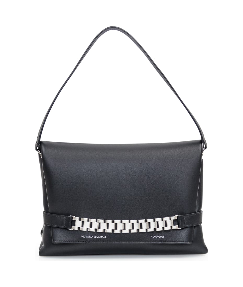 【Victoria Beckham】Chain Pouch With Strap Chain Pouch Bag with Strap In Black Leather – Victoria