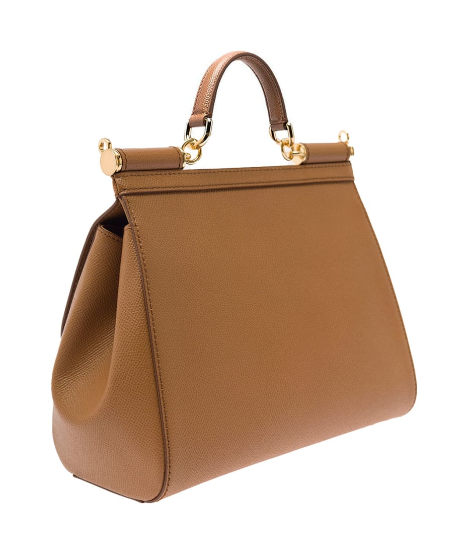 Beige Sicily small grained-leather handbag