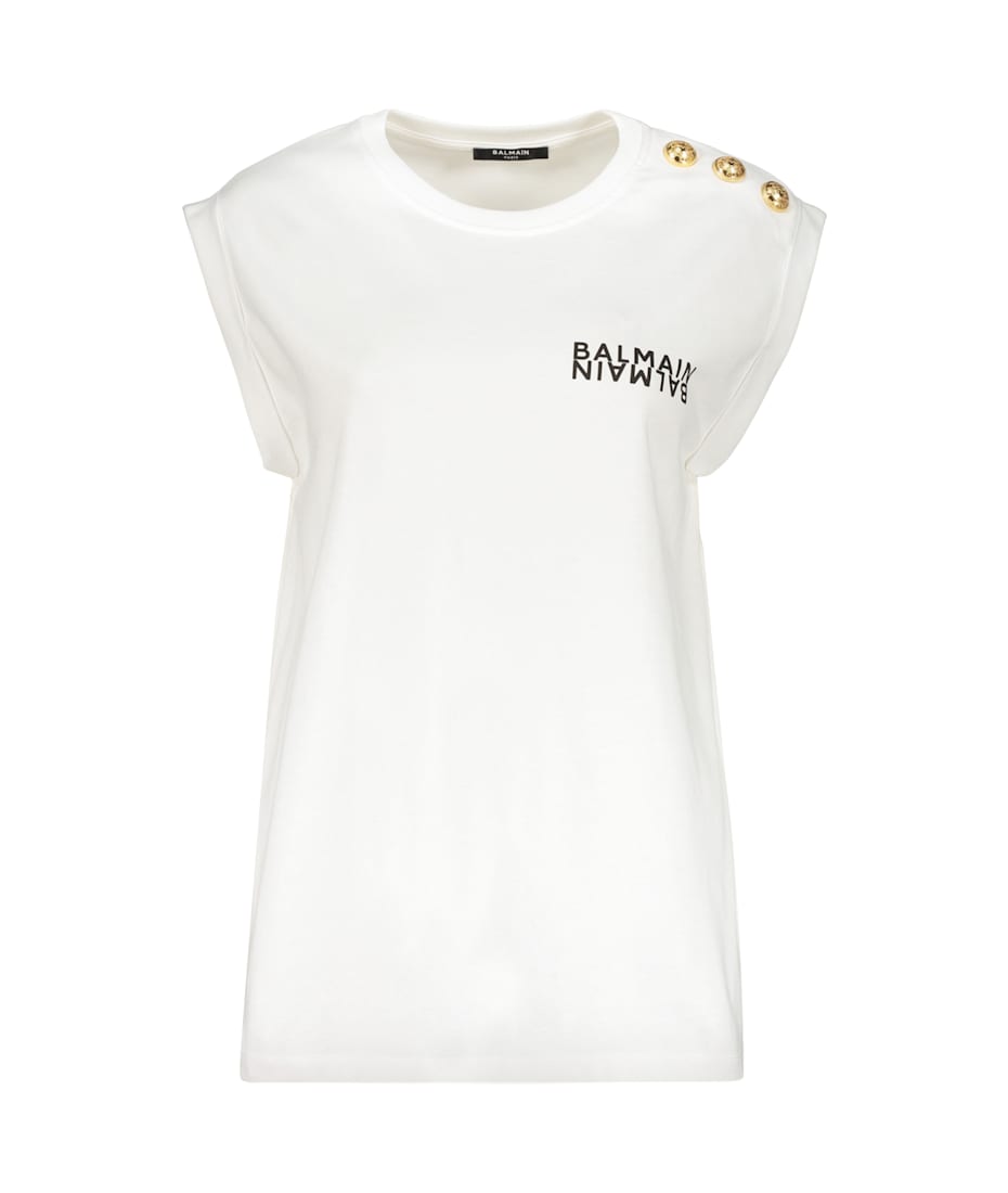【新品・格安】BALMAIN ホワイト Tシャツ XS Balmain White T-shirt With Short Sleeves | italist
